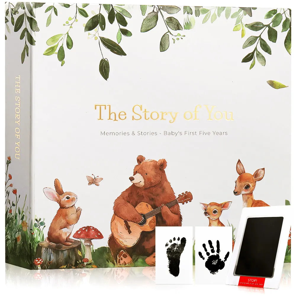 Molekaus 5-year baby memory book and protective keepsake box, featuring a premium neutral cover for documenting early childhood milestones.