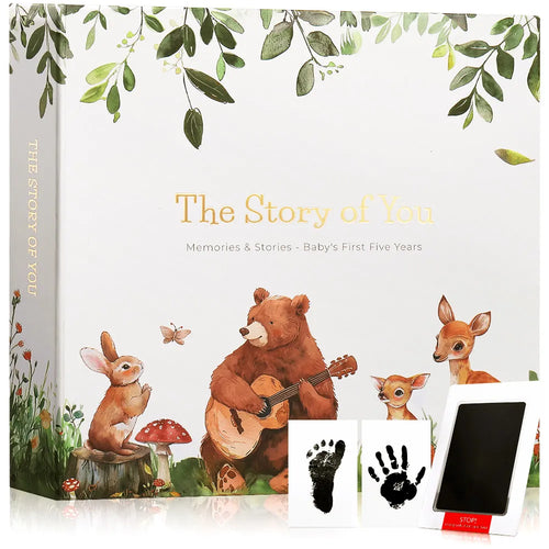 Molekaus 5-year baby memory book and protective keepsake box, featuring a premium neutral cover for documenting early childhood milestones.