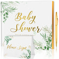 Molekaus baby shower guest book with premium linen cover and gold foil stamping details for recording messages and milestones.