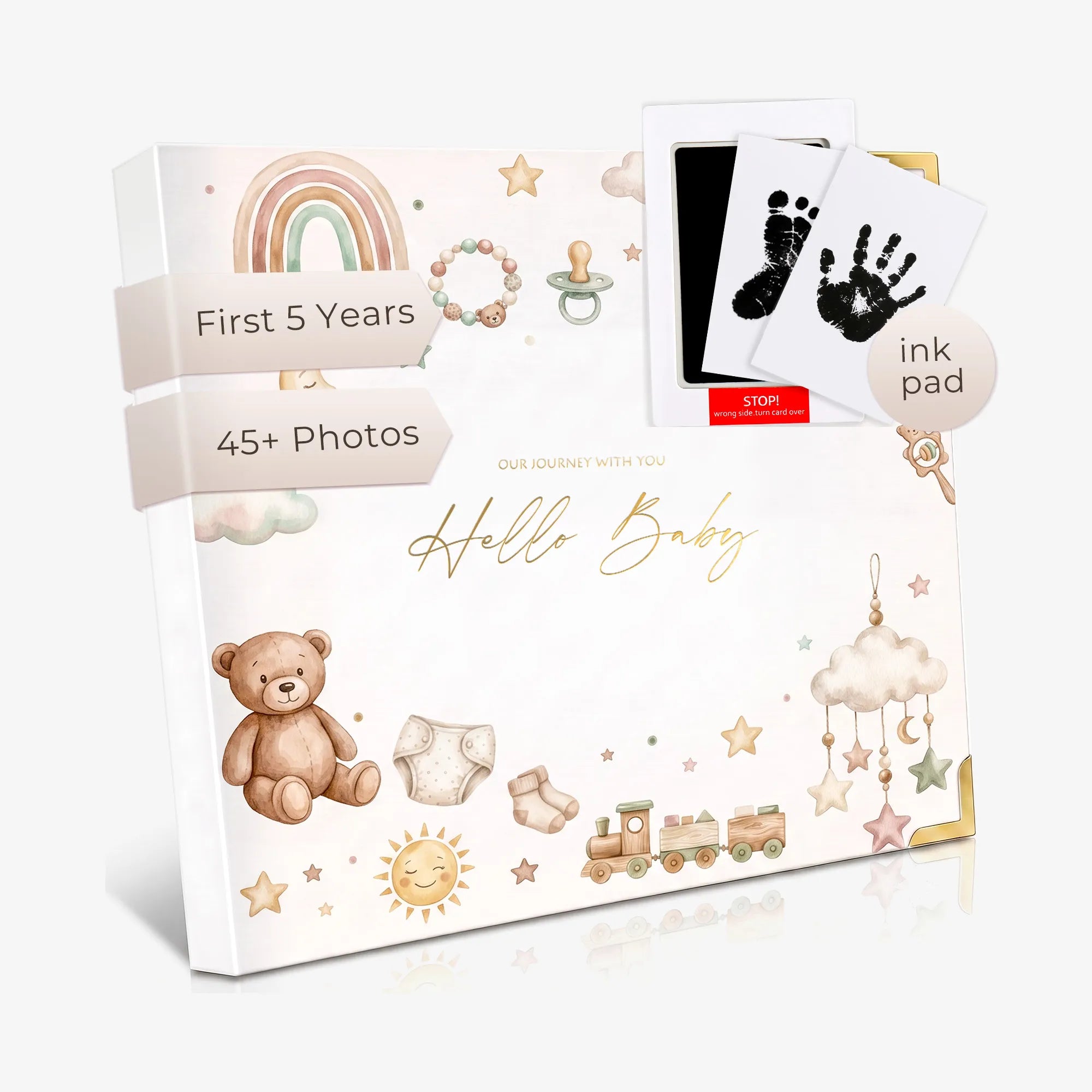 The Molekaus illustrated baby milestone kit featuring artistic keepsake cards for documenting infant development and nursery décor.