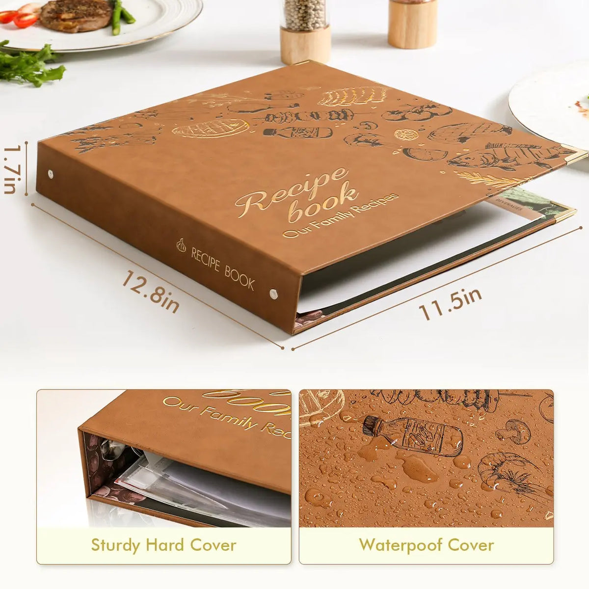 Molekaus premium leather recipe binder kit showcased in an elegant gifting arrangement, perfect for housewarmings and preserving family culinary traditions.