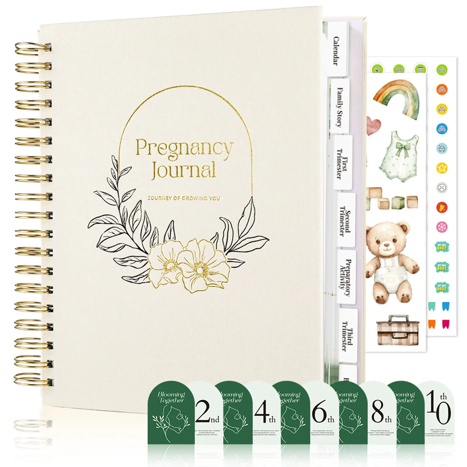 Molekaus pregnancy and baby memory book, premium linen keepsake journal for documenting pregnancy milestones and baby’s first year.
