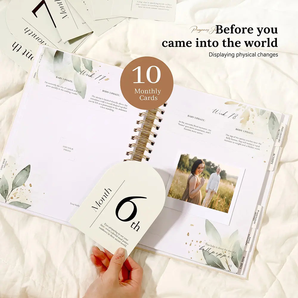 Molekaus pregnancy journal botanical milestone cards for customizable monthly maternity tracking and layout personalization.